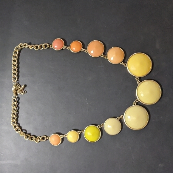 Gold Tone Yellow Peach Bubble Round Statement Necklace - Picture 1 of 4